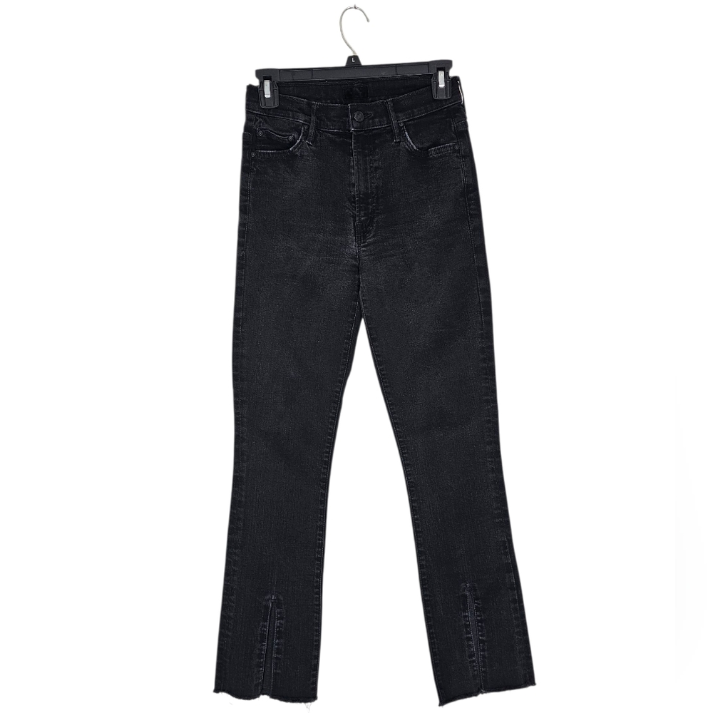 MOTHER The Insider Slit Ankle Fray High Straight Leg Black Jeans 27 Preowned